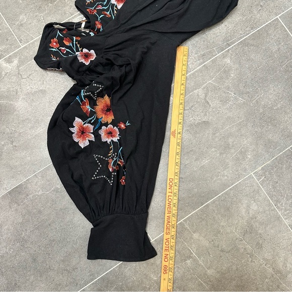 Free People Lita cut out blouse long sleeve floral embroidered cropped - Picture 3 of 9